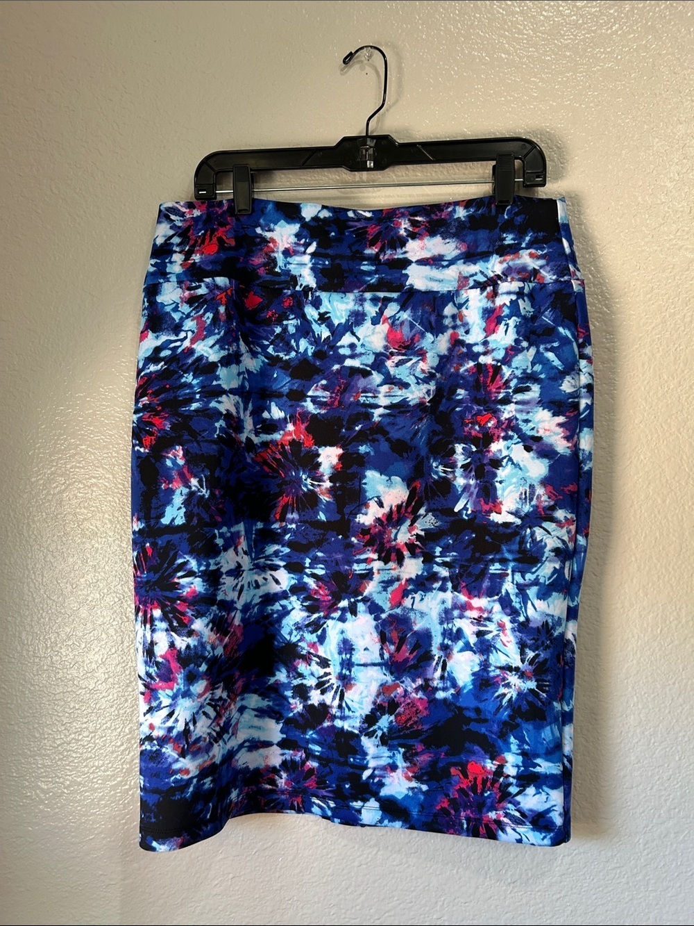 INC International Concepts Blue Tie Dye Abstract Print Pencil Skirt Sz XL TC0031
